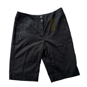 Chico’s Bermuda Shorts Size 8 Black Mid-Rise Chino 12” Inseam